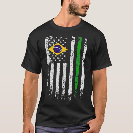 Braziliaanse vlag T Pride Brazilië VS T-shirt G (Voorkant)