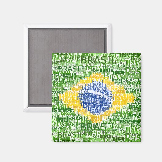 Braziliaanse vlag - Textueel Brazilië Magneet (Voorkant / Achterkant)