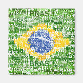Braziliaanse vlag - Textueel Brazilië Magneet (Voorkant)