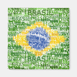 Braziliaanse vlag - Textueel Brazilië Magneet