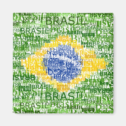 Braziliaanse vlag - Textueel Brazilië Magneet (Voorkant)