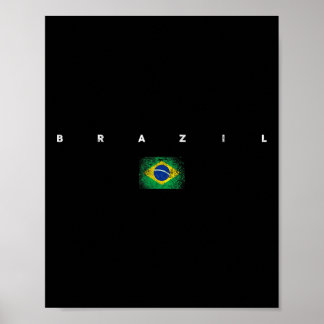 Braziliaanse Vlag Trots Vintageretro Voetbal Brazi Poster