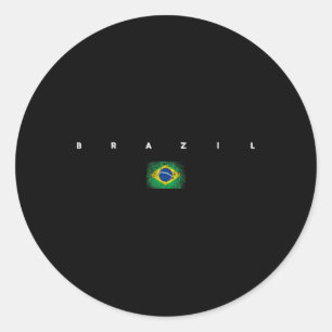 Braziliaanse Vlag Trots Vintageretro Voetbal Brazi Ronde Sticker