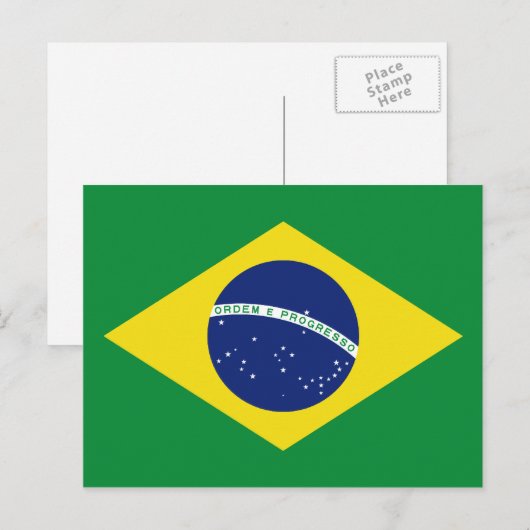 Braziliaanse vlag van Braziliaanse briefkaarten (Voorkant / Achterkant)