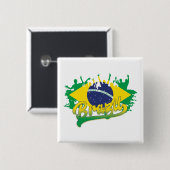 Braziliaanse vlag vierkante button 5,1 cm (Voorkant /achterkant)