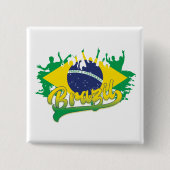 Braziliaanse vlag vierkante button 5,1 cm (Voorkant)