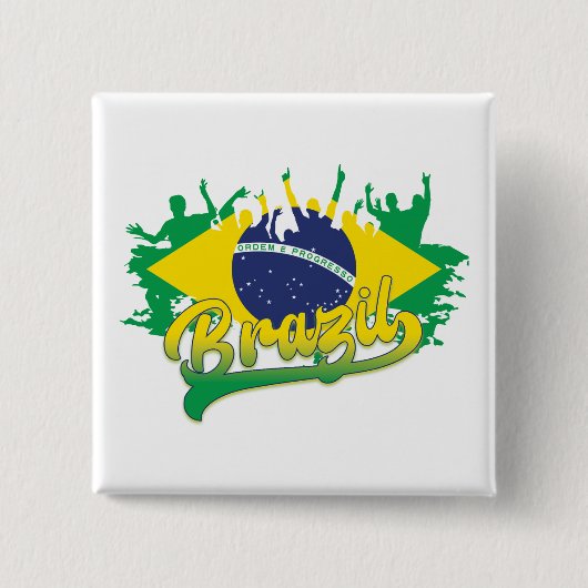 Braziliaanse vlag vierkante button 5,1 cm (Voorkant)
