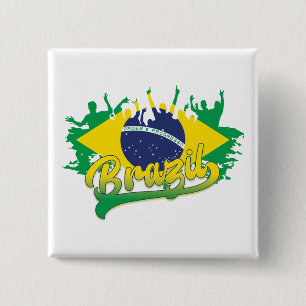 Braziliaanse vlag vierkante button 5,1 cm