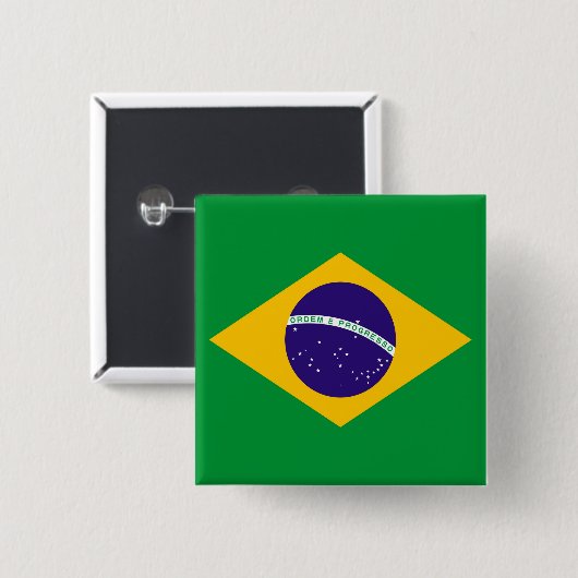 Braziliaanse vlag vierkante button 5,1 cm (Voorkant /achterkant)