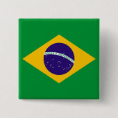 Braziliaanse vlag vierkante button 5,1 cm (Voorkant)