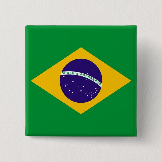 Braziliaanse vlag vierkante button 5,1 cm (Voorkant)