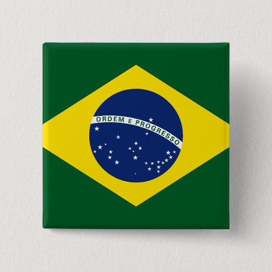 Braziliaanse vlag vierkante button 5,1 cm (Voorkant)