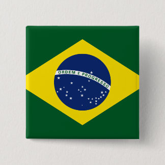 Braziliaanse vlag vierkante button 5,1 cm