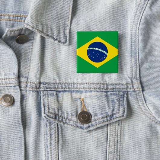 Braziliaanse vlag vierkante button 5,1 cm (In situ)