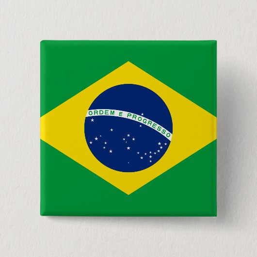Braziliaanse vlag vierkante button 5,1 cm (Voorkant)