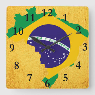 Braziliaanse vlag vierkante klok