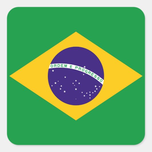 Braziliaanse vlag vierkante sticker (Voorkant)