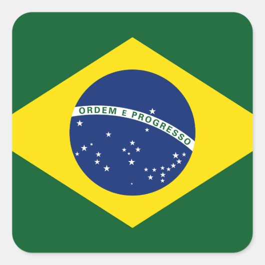 Braziliaanse vlag vierkante sticker (Voorkant)