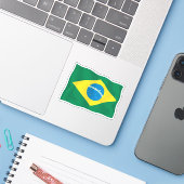 Braziliaanse vlag VinylSticker Sticker (Laptop met iPhone)