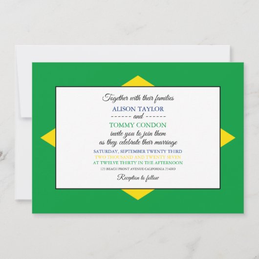 Braziliaanse vlag, vlag van Brazilië bruiloft Kaart (Voorkant)