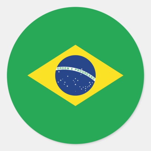 Braziliaanse vlag, vlag van Brazilië Ronde Sticker (Voorkant)