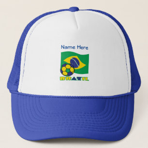Braziliaanse Vlag Voetbal Blauw Personalisatie Trucker Pet