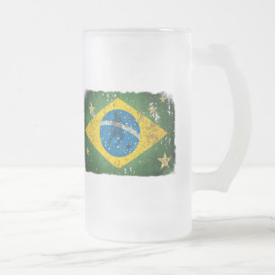 Braziliaanse vlag voor Brazilianen over de hele we Matglas Bierpul