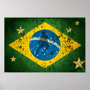 Braziliaanse vlag voor voetbalsport in Brazilië Poster