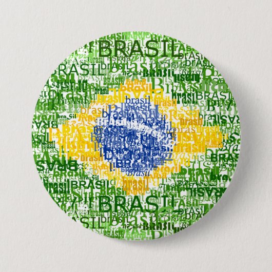 Braziliaanse vlag - wandelhout ronde button 7,6 cm (Voorkant)