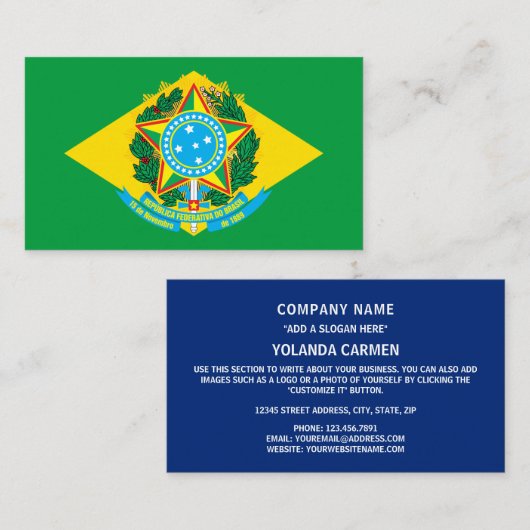 Braziliaanse vlag & wapen, Vlag van Brazilië Visitekaartje (Voorkant / Achterkant)