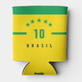 Braziliaanse vlag - Wereldbeker voetbal voetbal Blikjeskoeler (Voorkant)