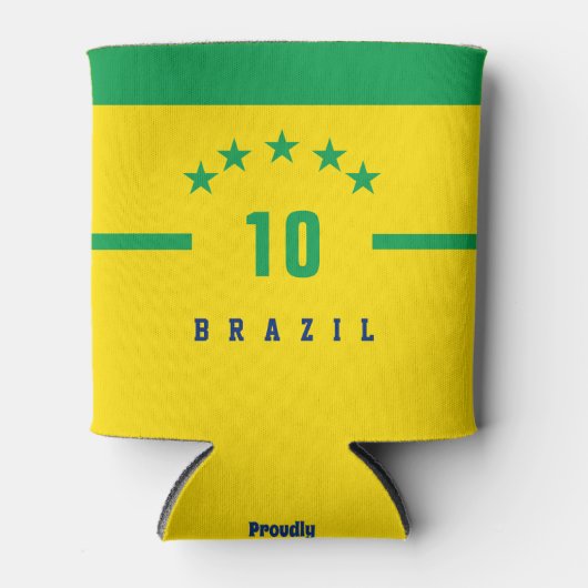 Braziliaanse vlag - Wereldbeker voetbal voetbal Blikjeskoeler (Voorkant)