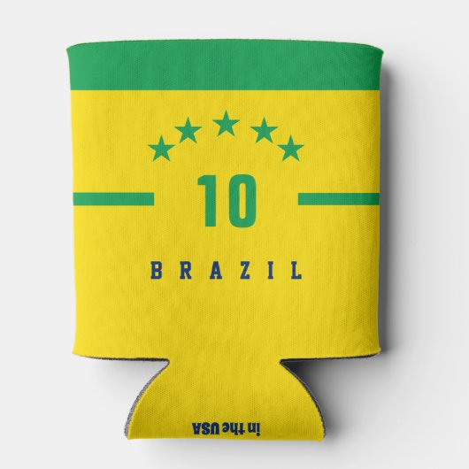 Braziliaanse vlag - Wereldbeker voetbal voetbal Blikjeskoeler (Achterkant)
