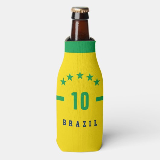 Braziliaanse vlag - Wereldbeker voetbal voetbal Flesjeskoeler (Fles Voorkant)