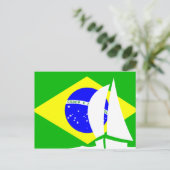 Braziliaanse vlag - zeilboot Brazilië - Nautisch Briefkaart (Staand voorkant)