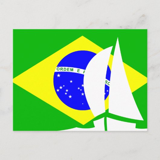 Braziliaanse vlag - zeilboot Brazilië - Nautisch Briefkaart (Voorkant)