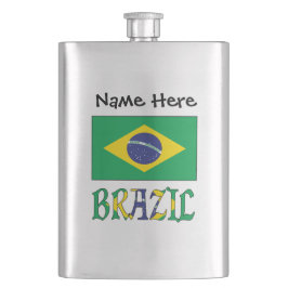 Braziliaanse vlag zwarte personalisatie heupfles