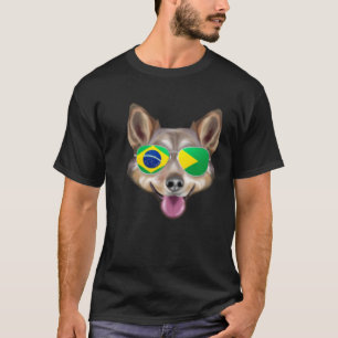 Braziliaanse vlag Zweedse Vallhund hond Brazilië z T-shirt