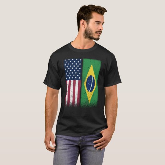Braziliaanse vlaggen Proud Verenigde Staten Brazil T-shirt (Voorkant volledig)