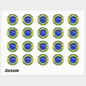 Braziliaanse vlaggen ronde sticker (Vel)