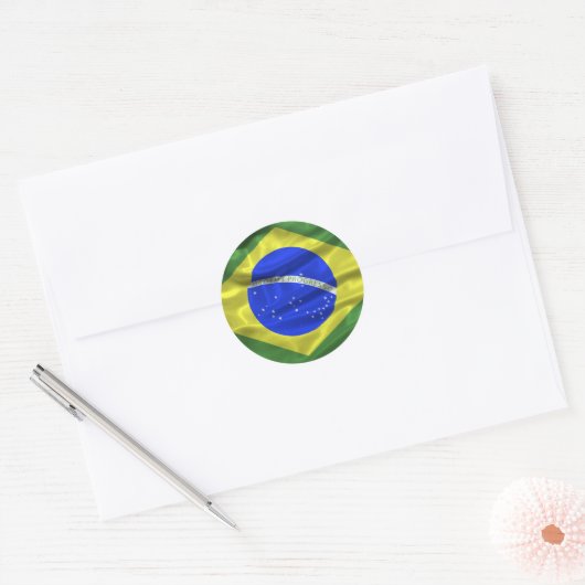 Braziliaanse vlaggen ronde sticker (Envelop)
