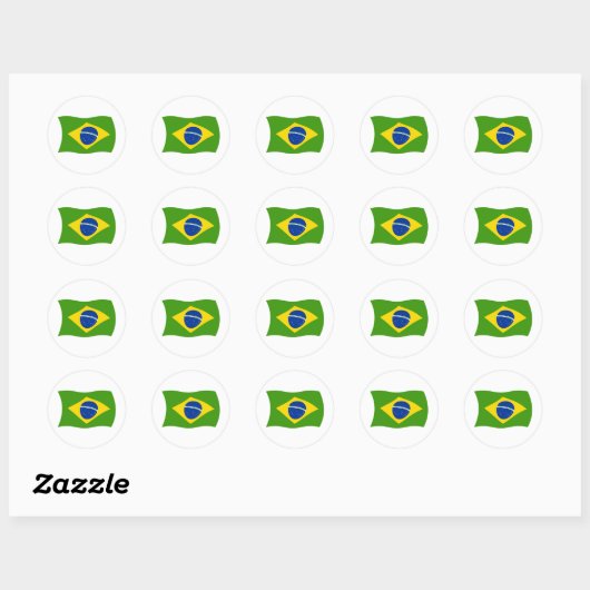 Braziliaanse vlaggen ronde sticker (Vel)