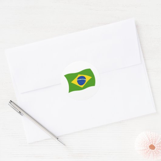 Braziliaanse vlaggen ronde sticker (Envelop)