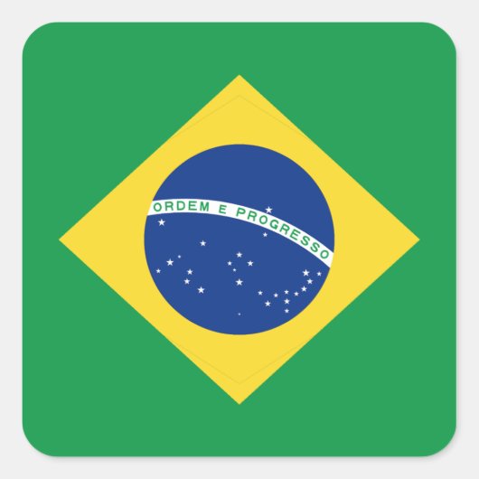 Braziliaanse vlaggen vierkante sticker (Voorkant)
