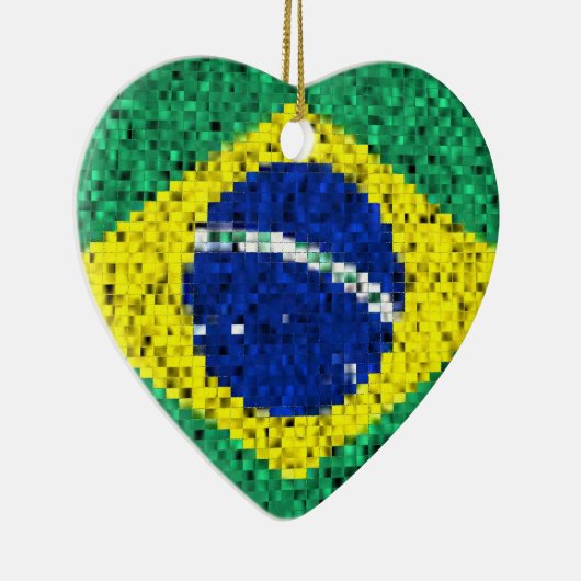 Braziliaanse vlaggenglitterversiering keramisch ornament (Rechts)