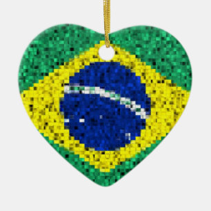 Braziliaanse vlaggenglitterversiering keramisch ornament