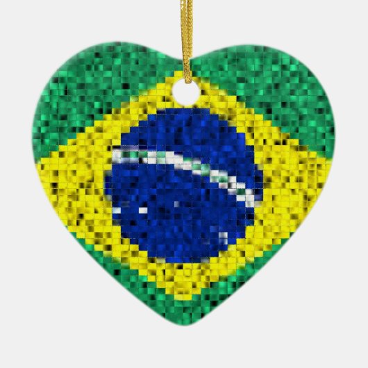 Braziliaanse vlaggenglitterversiering keramisch ornament (Voorkant)