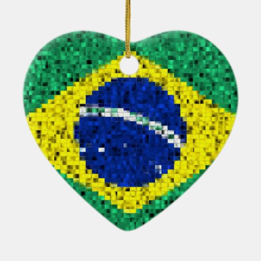 Braziliaanse vlaggenglitterversiering keramisch ornament (Achterkant)