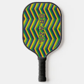Braziliaanse vlaggenkleuren, kool en kleurrijk pickleball paddle (Voorkant)