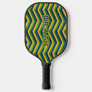 Braziliaanse vlaggenkleuren, kool en kleurrijk pickleball paddle